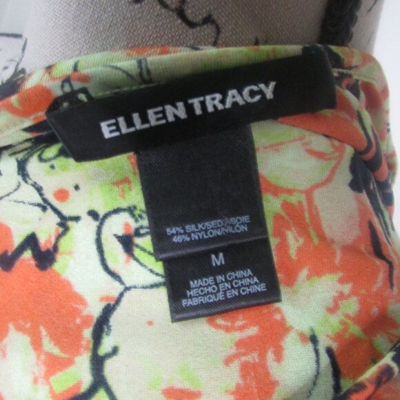 Ellen Tracy Blouse M Floral 3/4 Sleeve - Picture 11 of 11